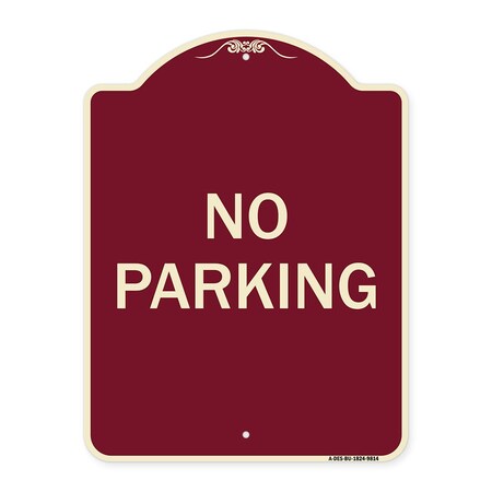 Designer Series Sign-No Parking, Burgungy Heavy-Gauge Aluminum